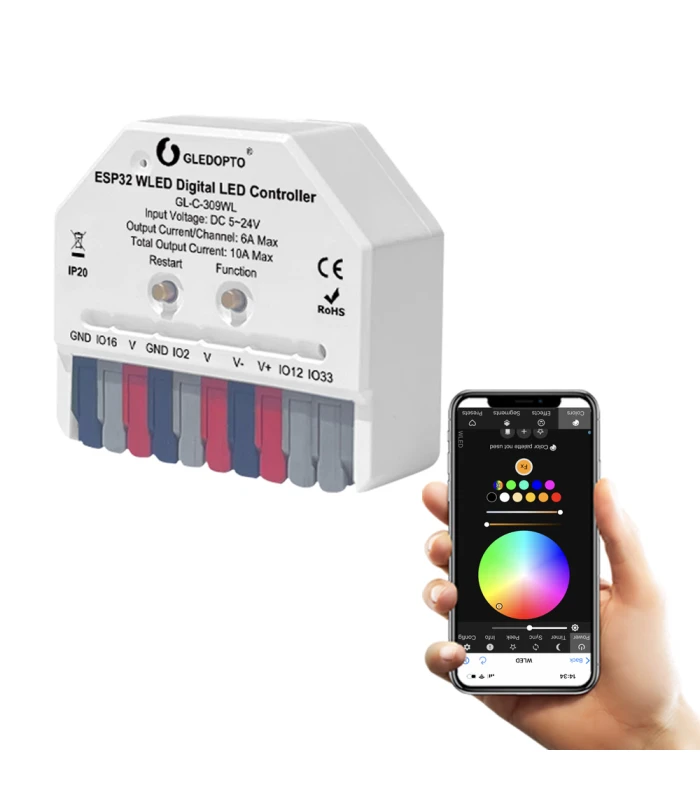 Sterownik WLED Magic Pixel LED WiFi ESP32 Home Assistant WS281x