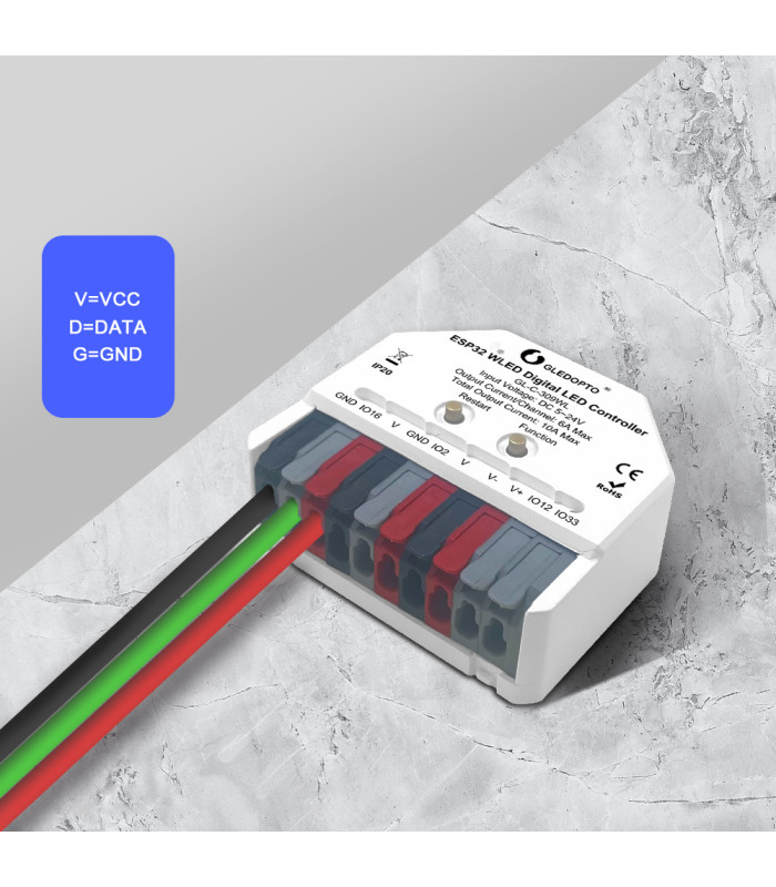 Sterownik WLED Magic Pixel LED WiFi ESP32 Home Assistant WS281x