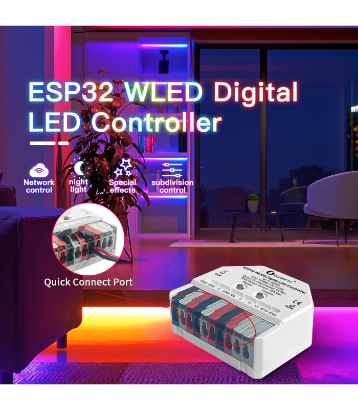 Sterownik WLED Magic Pixel LED WiFi ESP32 Home Assistant WS281x