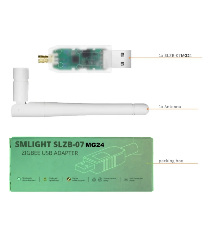 Mini Adapter ZigBee SLZB-07MG24 USB EFR32MG24 do Home Assistant
