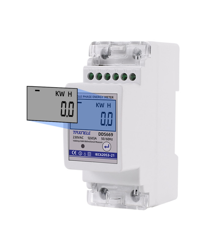 Dwukierunkowy 1-fazowy licznik energii elektrycznej wyświetlacz LCD