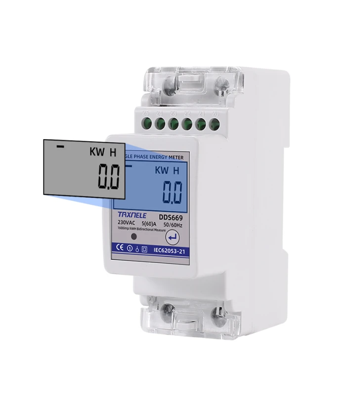 Dwukierunkowy 1-fazowy licznik energii elektrycznej wyświetlacz LCD