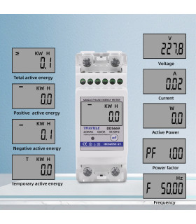 Dwukierunkowy 1-fazowy licznik energii elektrycznej wyświetlacz LCD