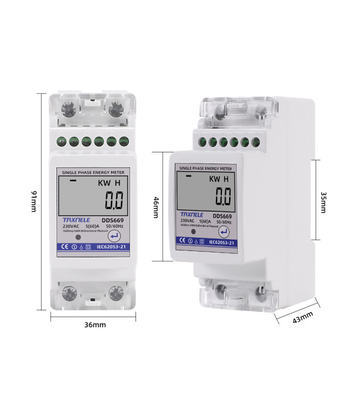 Dwukierunkowy 1-fazowy licznik energii elektrycznej wyświetlacz LCD