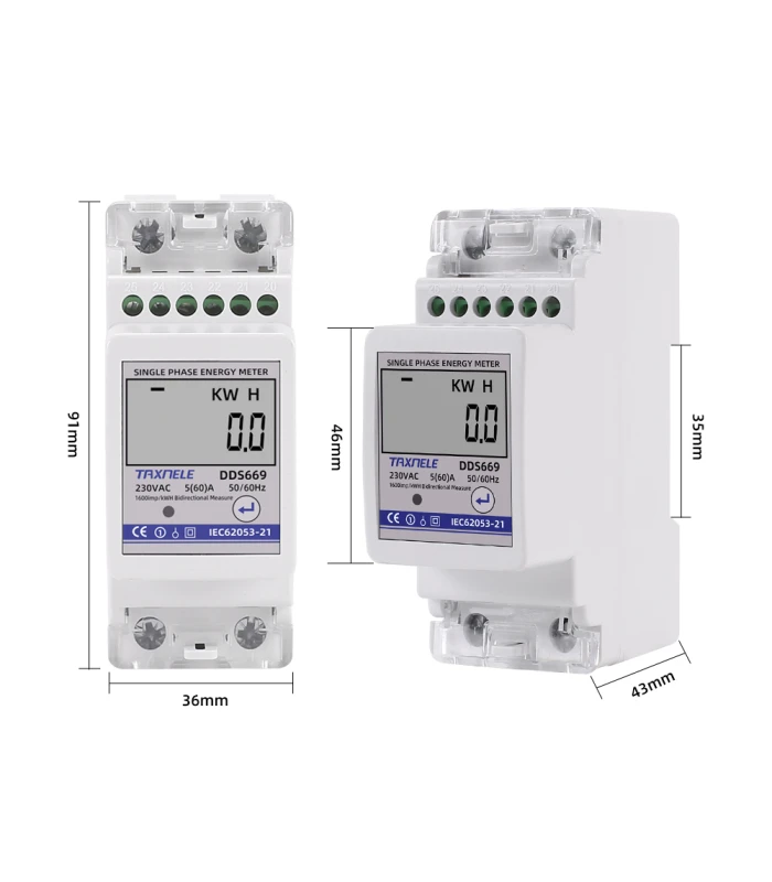 Dwukierunkowy 1-fazowy licznik energii elektrycznej wyświetlacz LCD