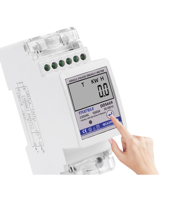 Dwukierunkowy 1-fazowy licznik energii elektrycznej wyświetlacz LCD