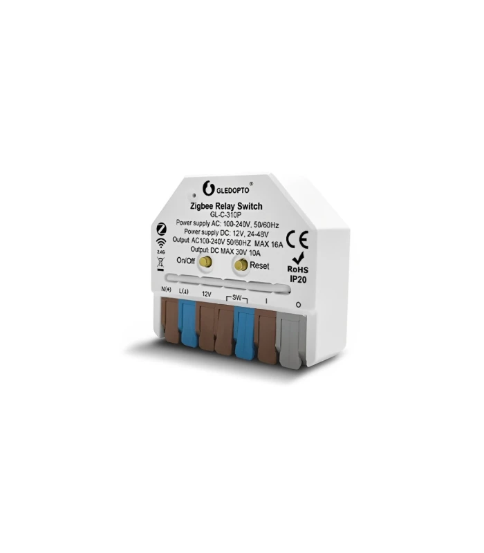 Przekaźnik beznapięciowy 16A 230VAC 12-48VDC ZigBee TUYA do bramy pieca