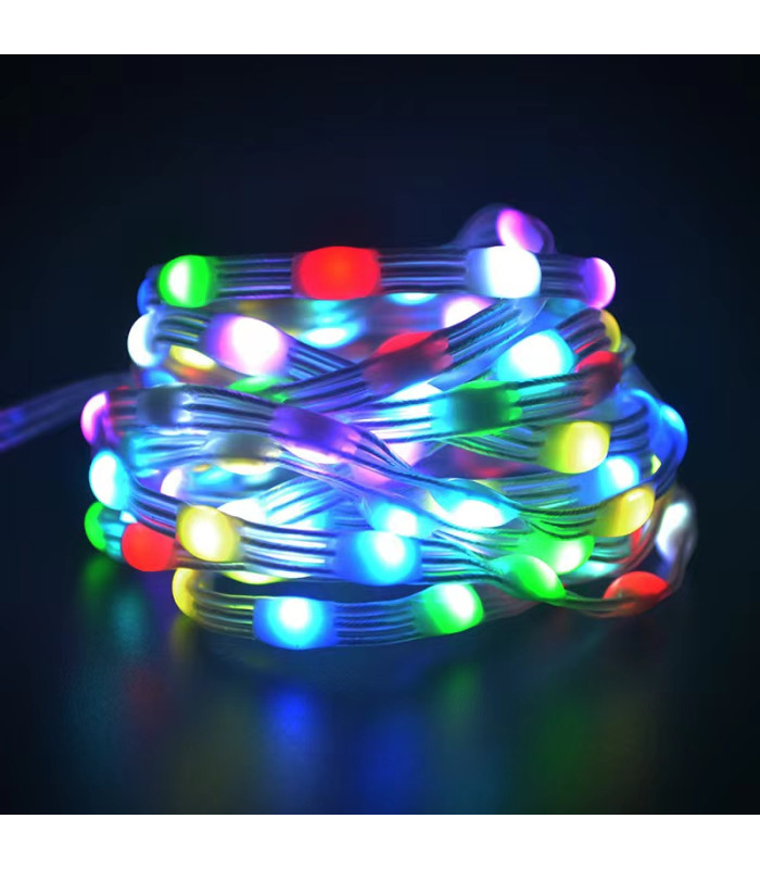 Inteligentne Lampki choinkowe RGB IC PŁYNĄCE 10m 100 LED aplikacja