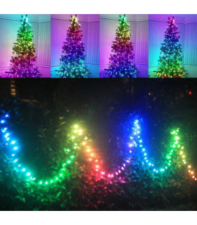 Lampki choinkowe RGB RGBIC PŁYNĄCE WODOODPORNE 10m 100 LED aplikacja pilot