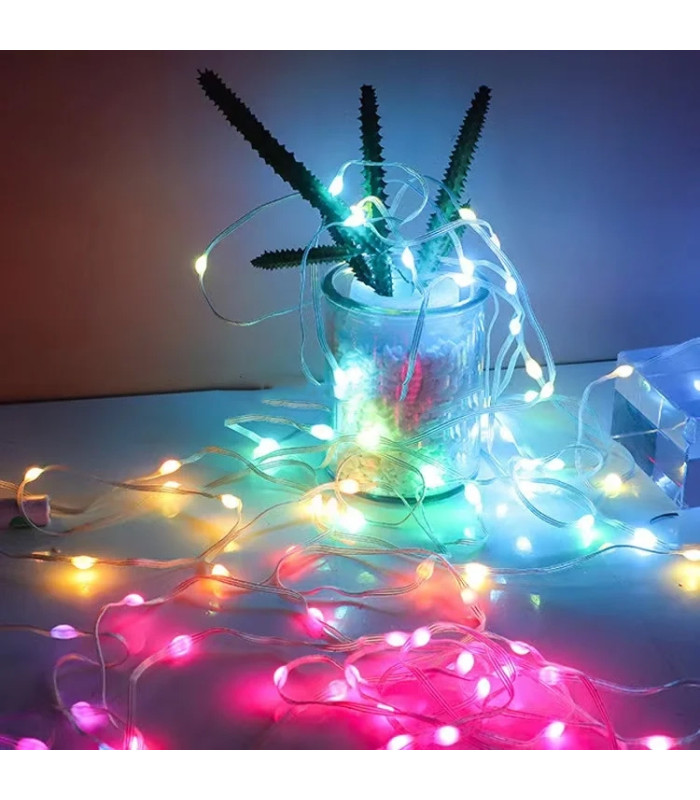 Inteligentne Lampki choinkowe RGB IC PŁYNĄCE 10m 100 LED aplikacja