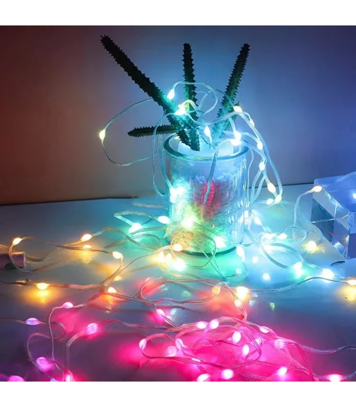 Inteligentne Lampki choinkowe RGB IC PŁYNĄCE 10m 100 LED aplikacja