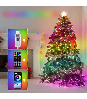 Inteligentne Lampki choinkowe RGB IC PŁYNĄCE 10m 100 LED aplikacja
