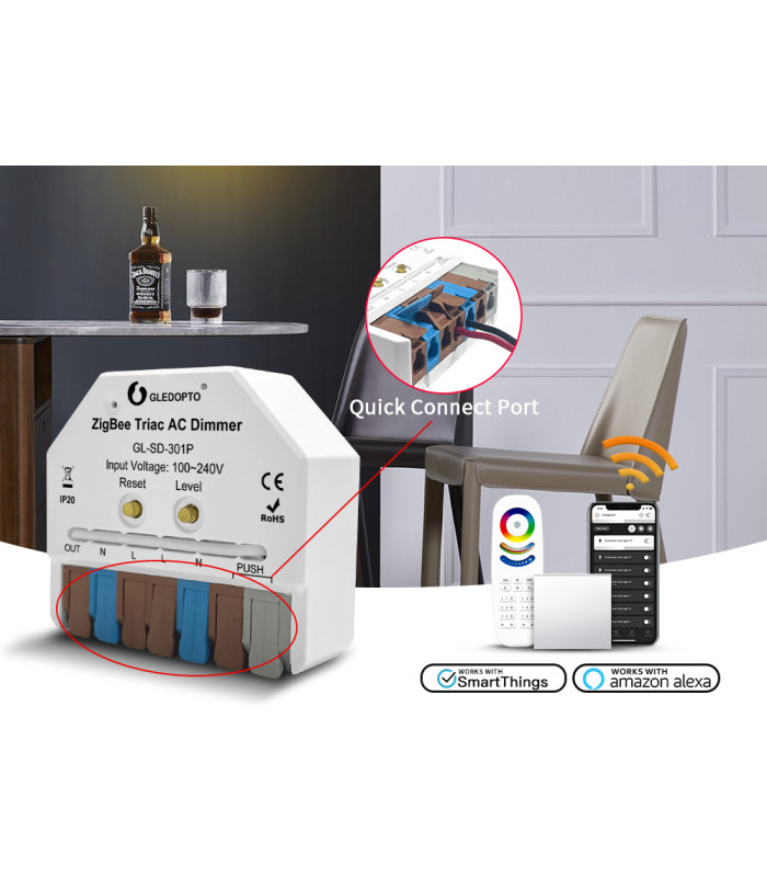 Inteligentny MINI ściemniacz ZigBee 3.0 do puszki Philips Hue TUYA HA