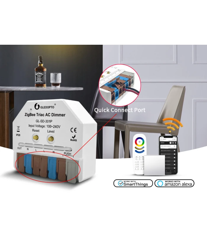 Inteligentny MINI ściemniacz ZigBee 3.0 do puszki Philips Hue TUYA HA