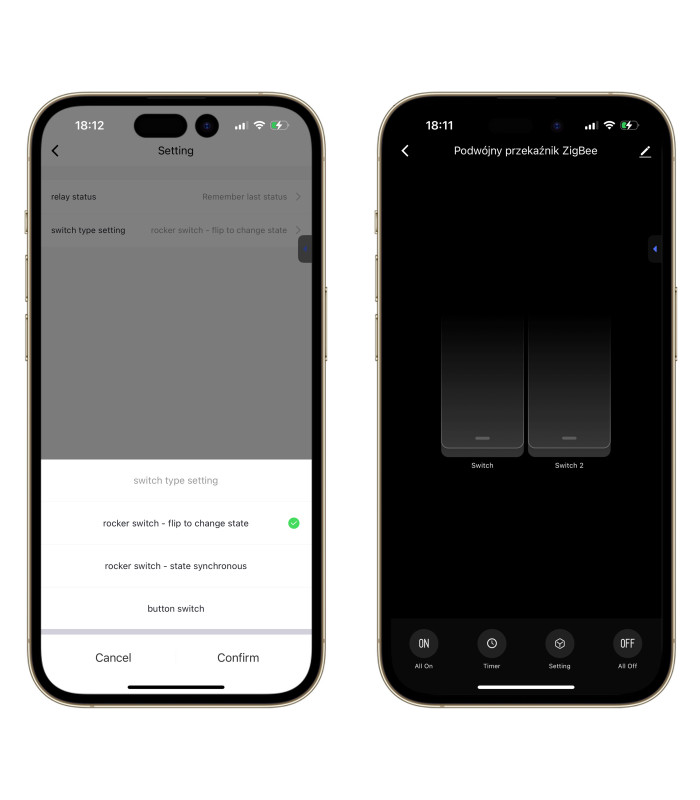 Podwójny Przekaźnik Włącznik 10A ZigBee TUYA Smart Home Assistant