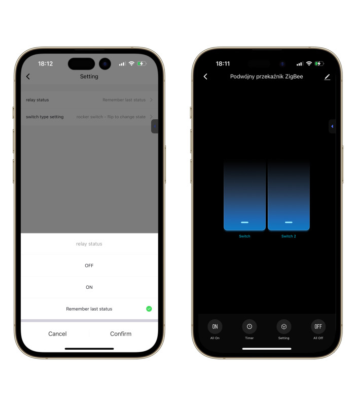 Podwójny Przekaźnik Włącznik 10A ZigBee TUYA Smart Home Assistant