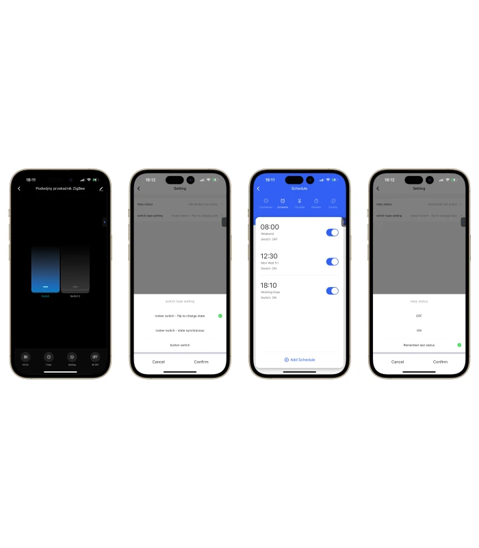 Podwójny Przekaźnik Włącznik 10A ZigBee TUYA Smart Home Assistant