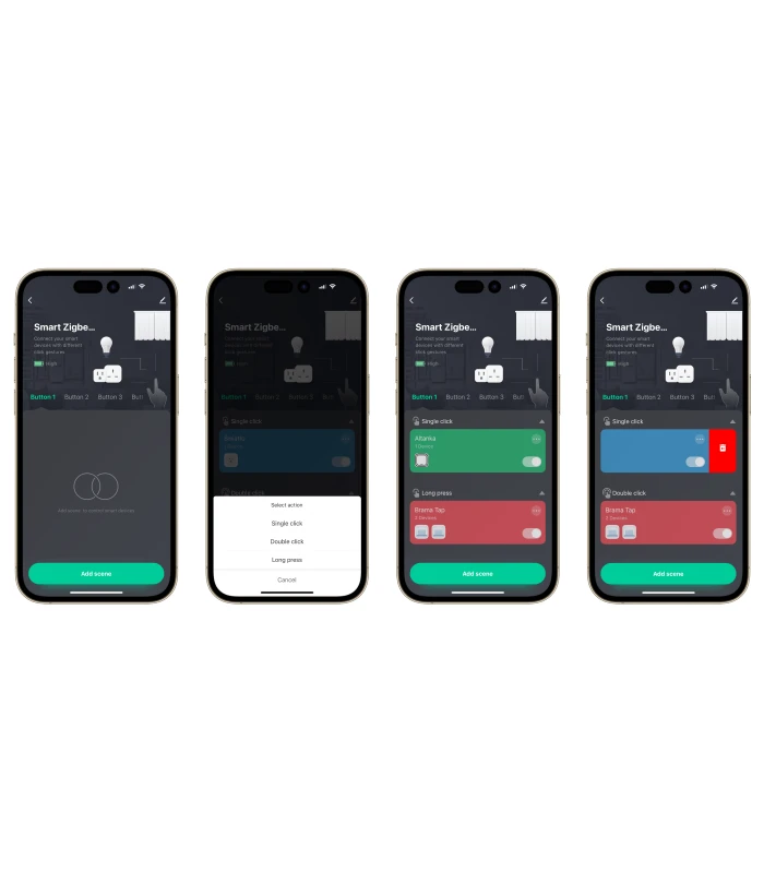 Pilot Przycisk ZigBee TUYA 4 kanały 12 scen Home Assistant ZigBee2MQTT ZHA