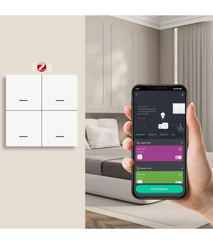 Pilot Przycisk ZigBee TUYA 4 kanały 12 scen Home Assistant ZigBee2MQTT ZHA