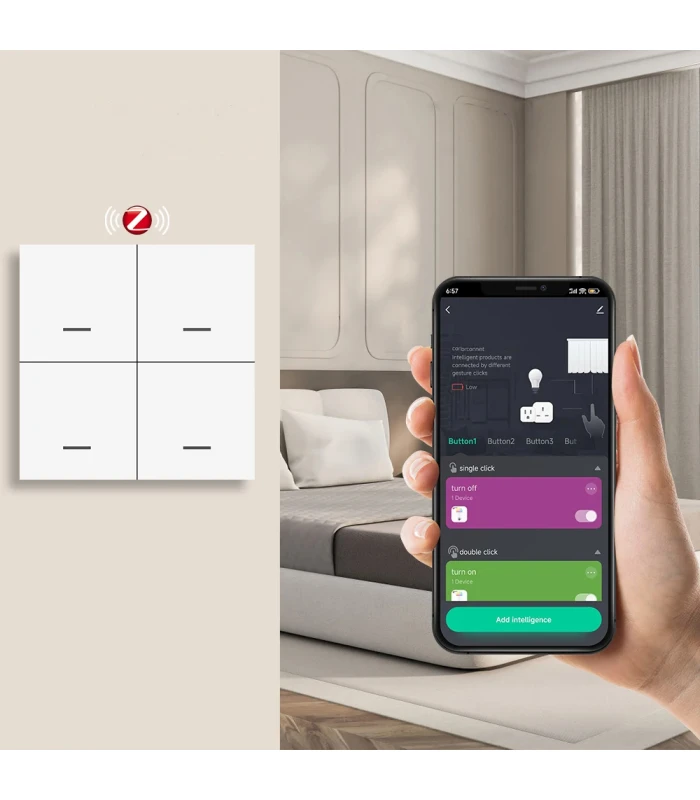 Pilot Przycisk ZigBee TUYA 4 kanały 12 scen Home Assistant ZigBee2MQTT ZHA
