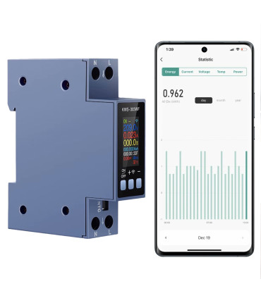 Licznik WiFi TUYA energii prądu watomierz przekaźnik 40A LCD na szynę DIN