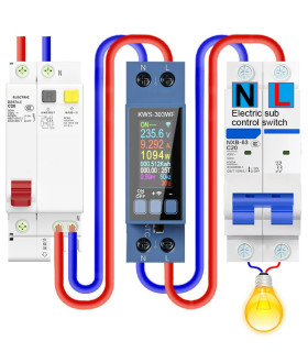 Licznik WiFi TUYA energii prądu watomierz przekaźnik 40A LCD na szynę DIN