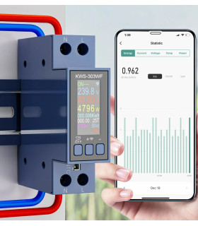 Licznik WiFi TUYA energii prądu watomierz przekaźnik 40A LCD na szynę DIN