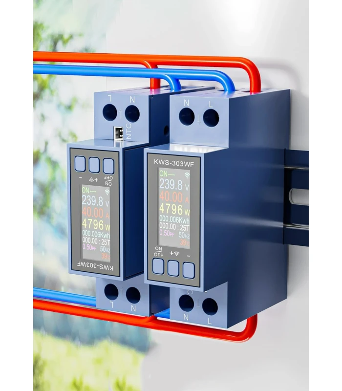 Licznik WiFi TUYA energii prądu watomierz przekaźnik 40A LCD na szynę DIN