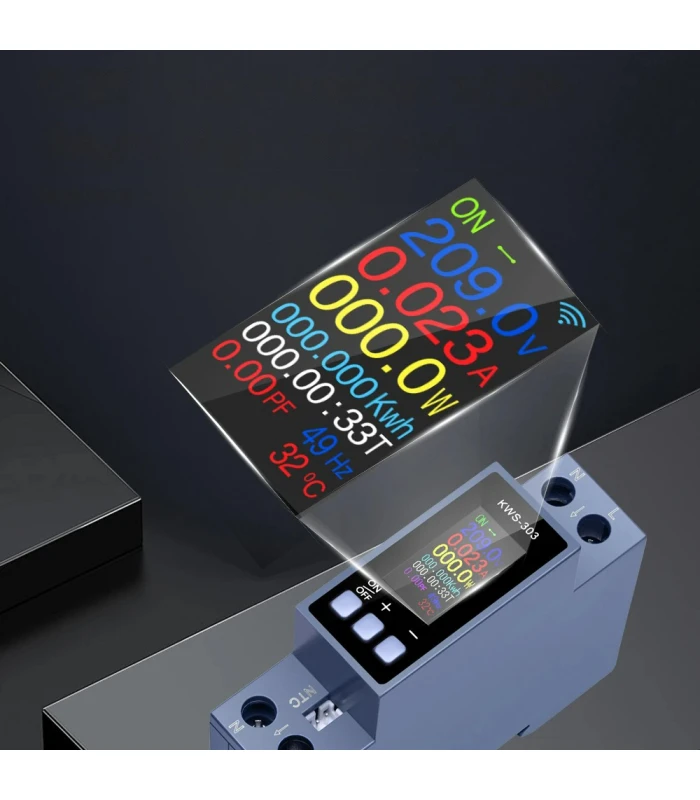 Licznik WiFi TUYA energii prądu watomierz przekaźnik 40A LCD na szynę DIN