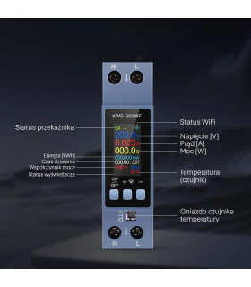Licznik WiFi TUYA energii prądu watomierz przekaźnik 40A LCD na szynę DIN