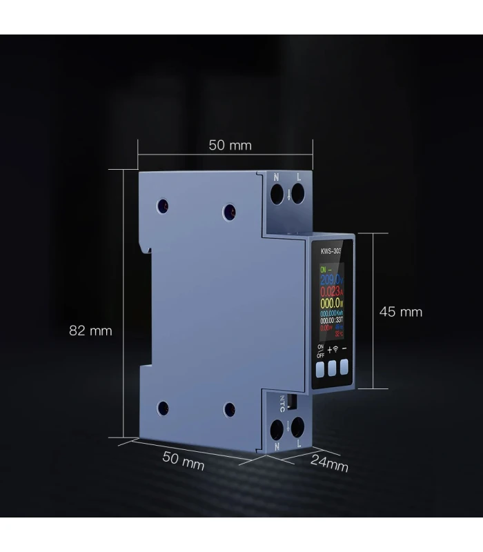 Licznik WiFi TUYA energii prądu watomierz przekaźnik 40A LCD na szynę DIN