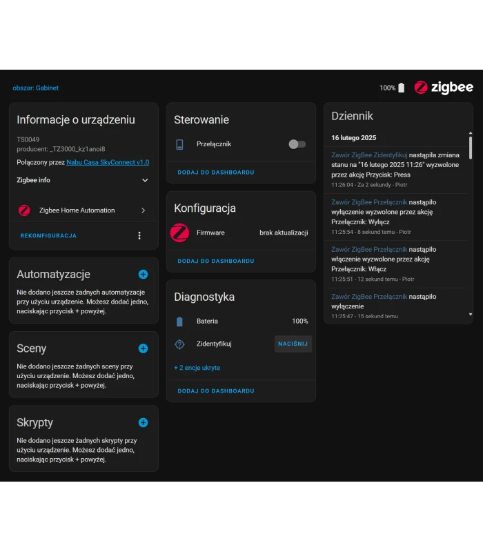 Zawór ZigBee wody nawadnianie podlewanie ogrodu TUYA Smart Home Assistant