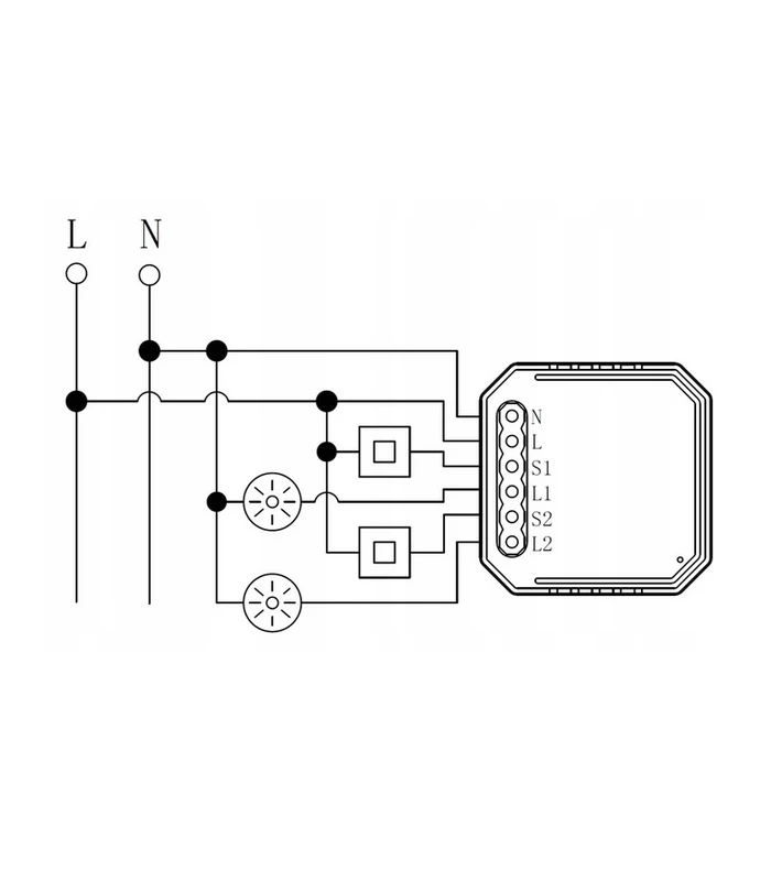 Podwójny przekaźnik WiFi do puszki 2300W TUYA