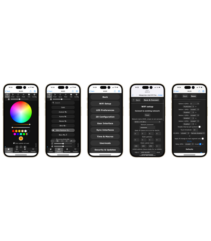 Sterownik WLED Magic Pixel RGBIC WiFi ESP32 Home Assistant WS281x MIKROFON