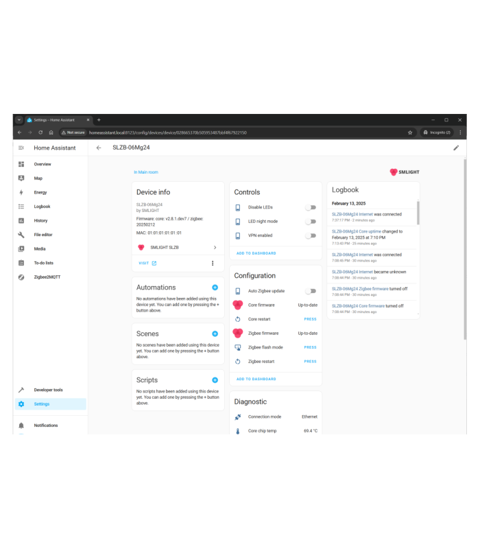 Adapter SLZB-06mg24 Bramka Zigbee EFR32MG24 Ethernet PoE USB LAN WIFI do HA