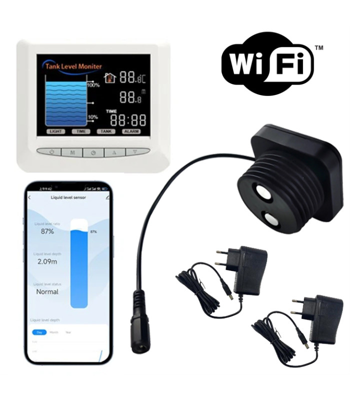 Inteligentny czujnik poziomu cieczy wody zbiornik WiFi TUYA wyświetlacz LCD