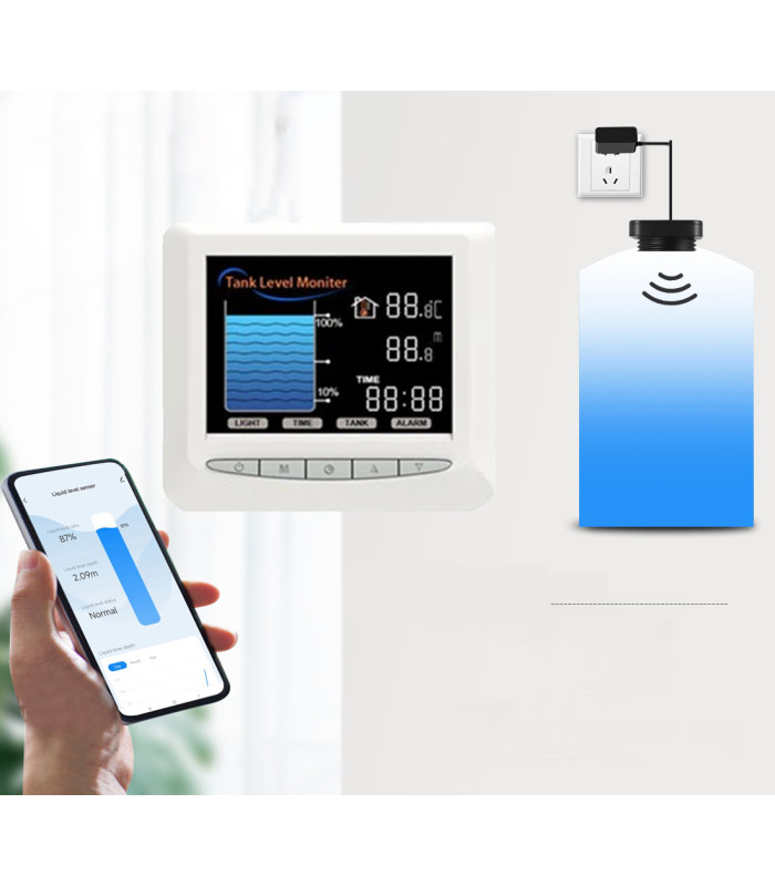 Inteligentny czujnik poziomu cieczy wody zbiornik WiFi TUYA wyświetlacz LCD