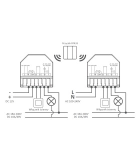Przekaźnik beznapięciowy bezpotencjałowy 16A 230VAC 12VDC RF433MHz