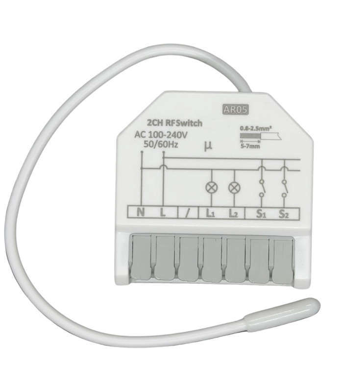 Podwójny MINI Przekaźnik 2x5A do puszki ZDALNE STEROWANIE RF433MHz