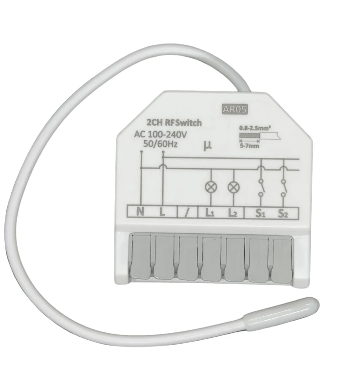 Podwójny MINI Przekaźnik 2x5A do puszki ZDALNE STEROWANIE RF433MHz