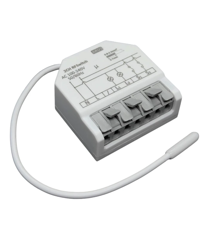 Podwójny MINI Przekaźnik 2x5A do puszki ZDALNE STEROWANIE RF433MHz