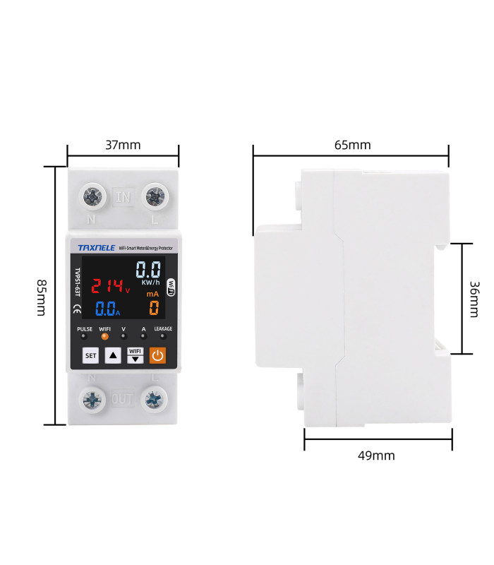 Inteligentny licznik miernik energii prądu mocy TUYA WiFi