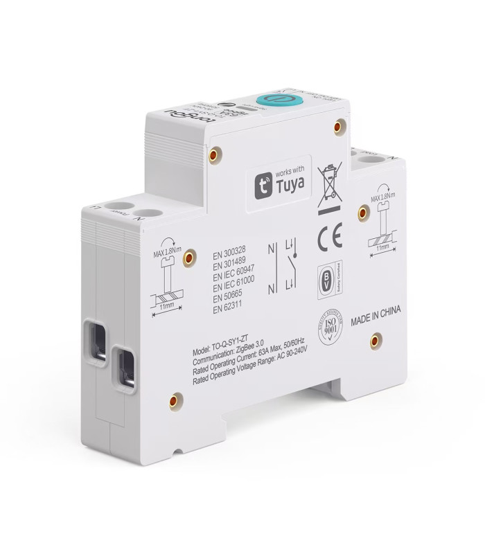 Przekaźnik ZigBee 16A na szynę DIN włącznik TUYA Home Assistant ZigBee2MQTT