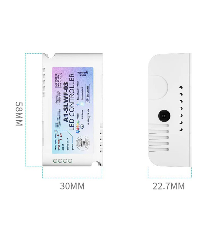 Sterownik SLWF-03 WLED Pixel LED WiFi ESP32 Home Assistant MQTT UART USB-C