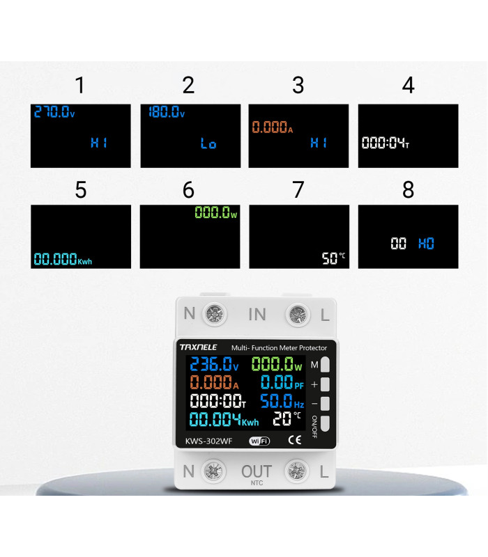 Inteligentny licznik energii prądu watomierz przekaźnik 63A LCD TUYA WiFi