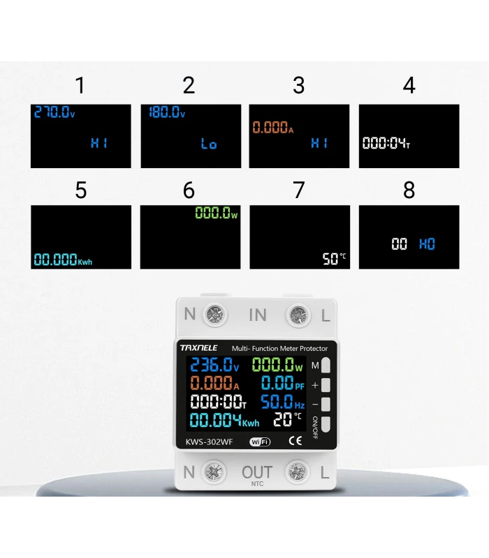 Inteligentny licznik energii prądu watomierz przekaźnik 63A LCD TUYA WiFi