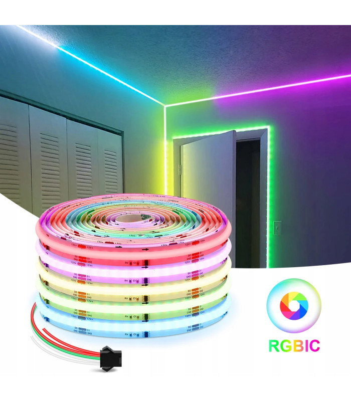 Cyfrowa taśma LED COB Magic Pixel WLED WS2811 RGBIC 720 LED/m 24V IP20 5m