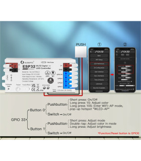 Sterownik LED WLED RGB WiFi ESP32 Home Assistant WS281x MIKROFON - 4 KANAŁY