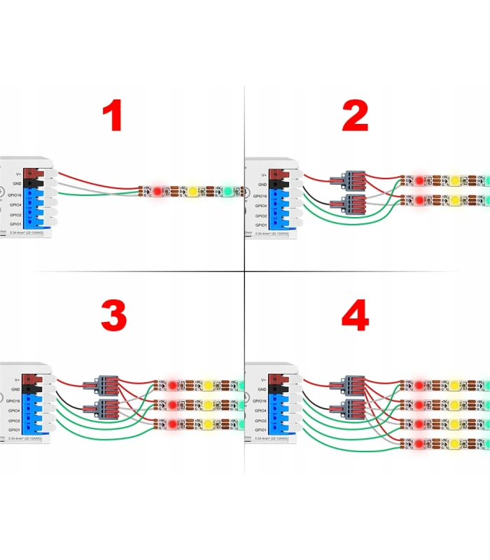 Sterownik LED WLED RGB WiFi ESP32 Home Assistant WS281x MIKROFON - 4 KANAŁY