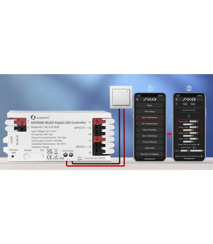 Sterownik LED WLED Magic Pixel RGBIC WiFi ESP8266 Home Assistant WS281x